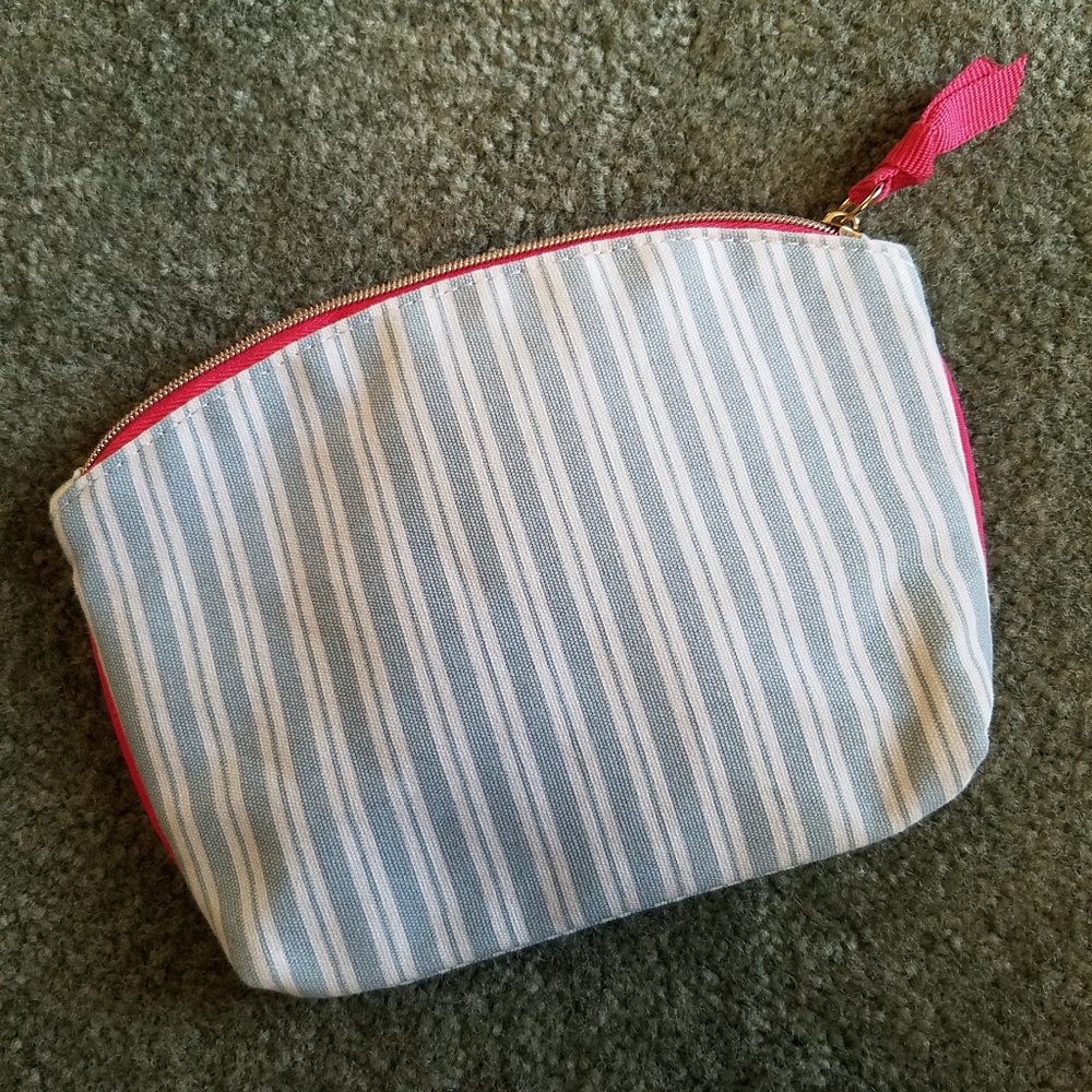🌘 2/$8 Blue & White Striped Cosmetic Bag